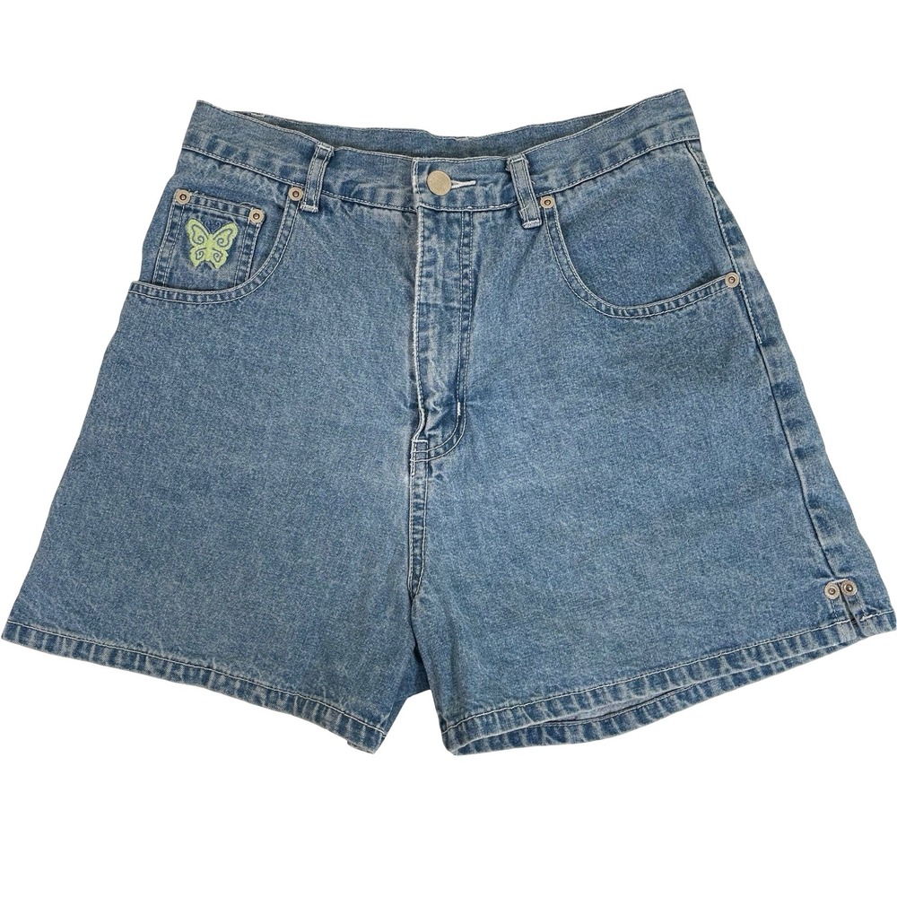Vintage Arizona Jeans Denim Shorts Butterfly Embroidered Girls Size 16 Y2K